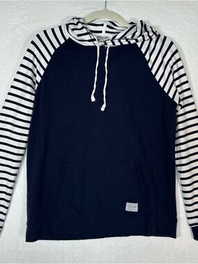 Orvis Classic Collection Navy Blue Striped Hoodie Women’s Small Nautical Coastal